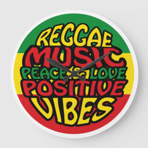 Reggae Music with positive sayings Large Clock