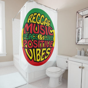 Reggae Music with positive sayings Shower Curtain