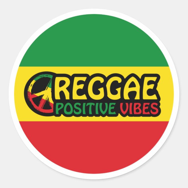 Reggae Music with positive vibes and reggae flag Classic Round Sticker (Front)