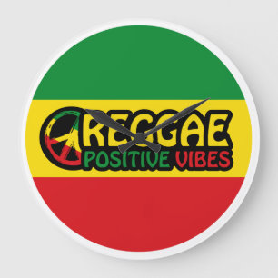 Reggae Music with positive vibes and reggae flag Large Clock