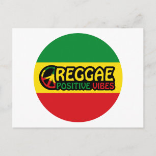 Reggae Music with positive vibes and reggae flag Postcard