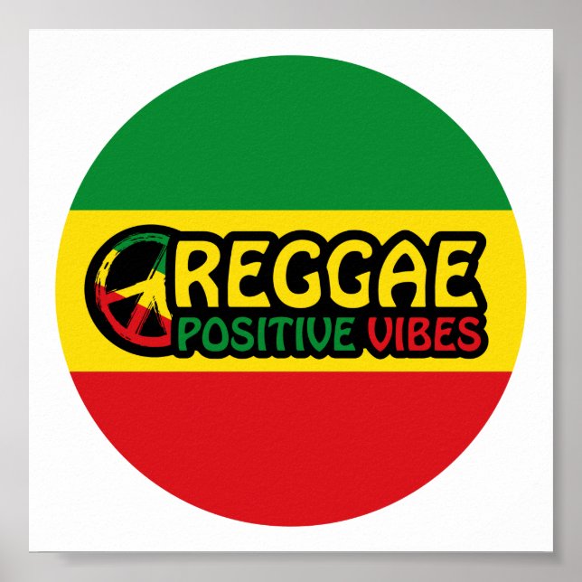 Reggae Music with positive vibes and reggae flag Poster (Front)