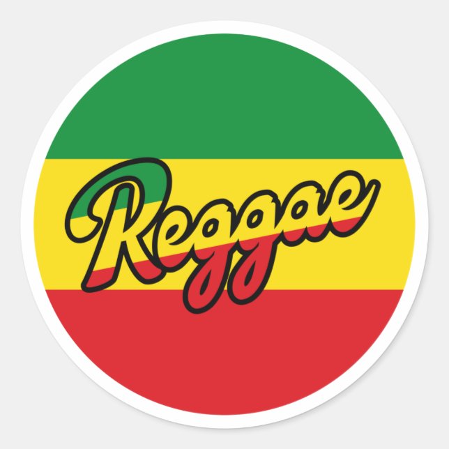 Reggae Music with reggae flag colors Classic Round Sticker (Front)