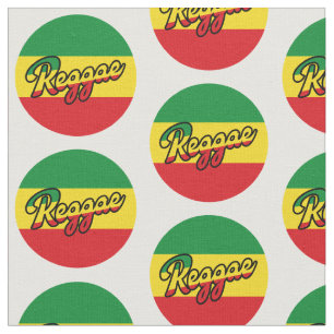 Reggae Music with reggae flag colors Fabric