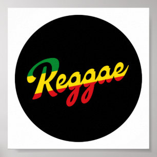 Reggae Music with reggae flag colors Poster