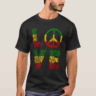 Reggae Peace Love Hippie Rasta Reggae Music Jamaic T-Shirt