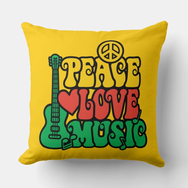 Reggae Peace Love Music Cushion (Front)