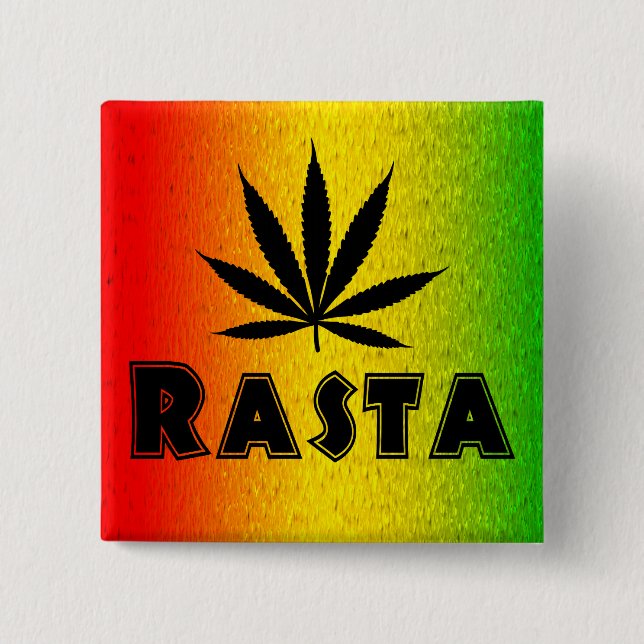 Reggae Rasta Leaf Jamaican Jamaica Square Buttons (Front)