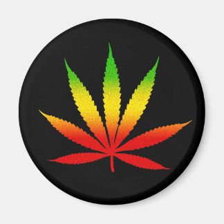 Reggae Rasta Leaf Rastafarian Round Magnets