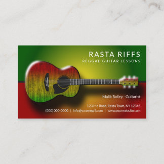 Reggae Rasta Riffs Guitar Lessons Music Teacher Business Card