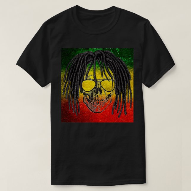 Reggae Rasta Skull  T-Shirt (Design Front)