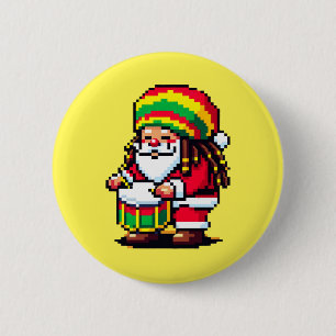 Reggae Rhythms with Santa - Christmas Beat 6 Cm Round Badge