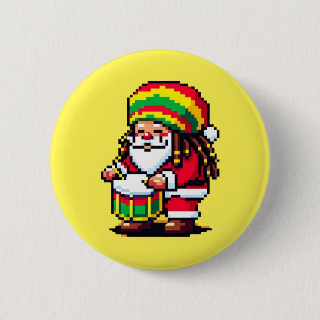Reggae Rhythms with Santa - Christmas Beat 6 Cm Round Badge (Front)