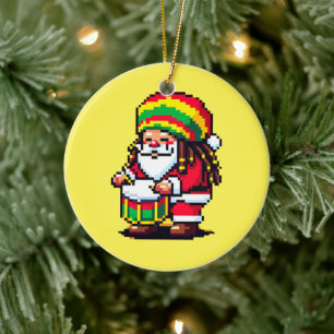 Reggae Rhythms with Santa - Christmas Beat Ceramic Tree Decoration
