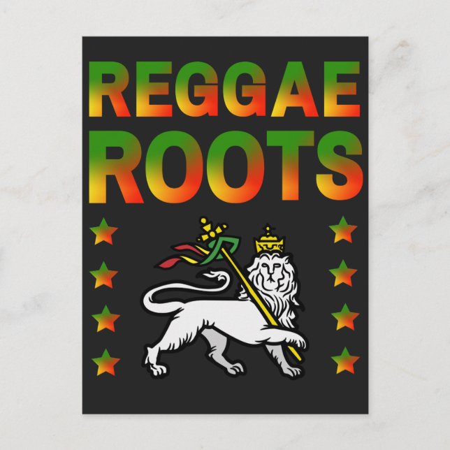 REGGAE ROOTS RASTA LION OF JUDA INVITATION POSTCARD (Front)