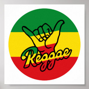 Reggae Shaka Hands with Reggae colors Poster