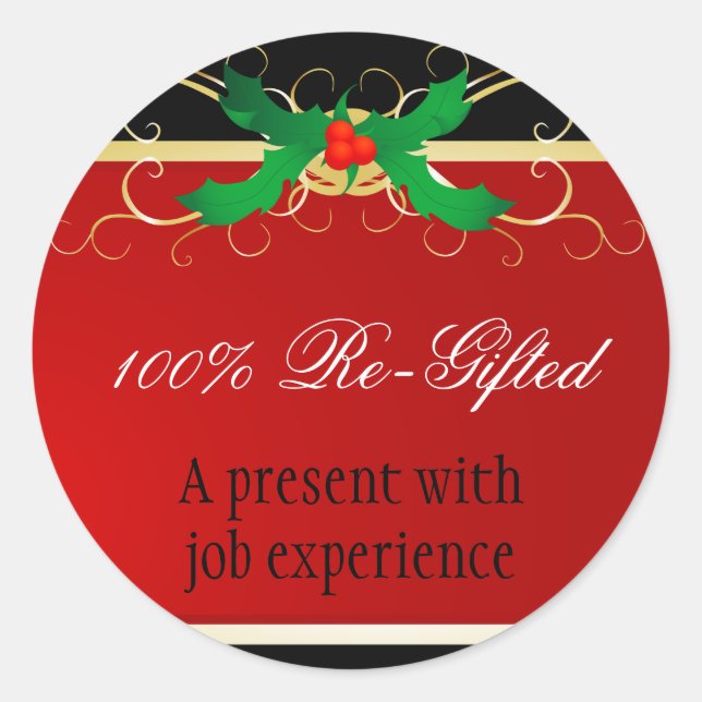 ReGifted Christmas Present Classic Round Sticker (Front)
