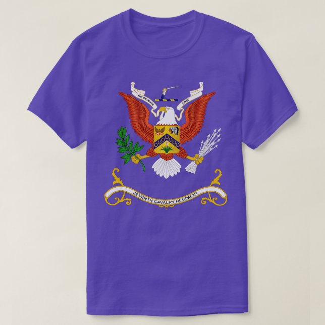 Regimental Colours 7th Cavalry Regiment wo Backgro T-Shirt (Design Front)