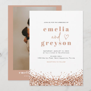 REGINA Glam Rose Gold Sequins Disco Wedding Invitation