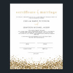REGINA Glam Yellow Gold Marriage Certificate Poster<br><div class="desc">This marriage certificate features glittery faux yellow gold sequins and a fun glam layout. Easily edit *most* wording and change fonts to match your ceremony and the couple's style. For the best quality, be sure to use matte paper so signatures don't smudge. This wedding certificate is the perfect addition to...</div>