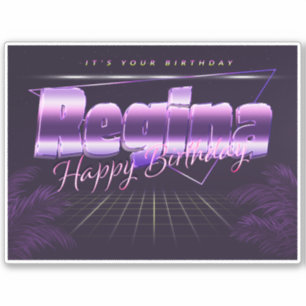 Regina Name First name lila retro Sticker Birthday
