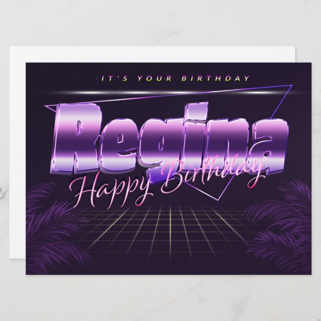 Regina Name First name pura retro card Birthday (Front/Back)