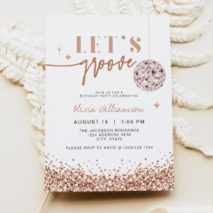 REGINA Rose Gold Let's Disco Birthday Party Invitation