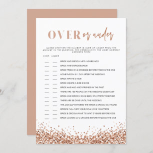 REGINA Rose Gold Over Under Bridal Shower Game Invitation