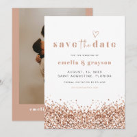 REGINA Rose Gold Sequins Glitter Save The Date
