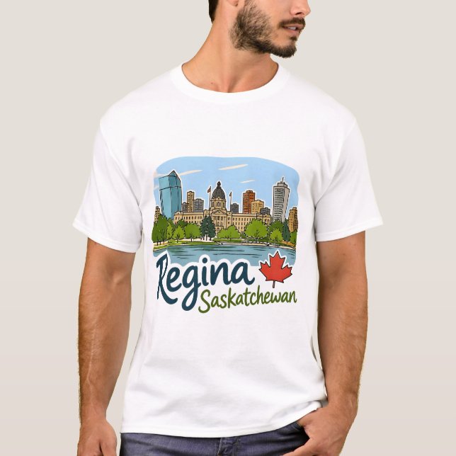 Regina Saskatchewan Cute Skyline Pride T-Shirt (Front)
