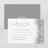 REGINA Silver Glitter Sequins Disco RSVP Card
