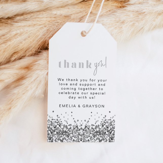 REGINA Silver Glitter Sequins Thank You Gift Tag (Creator Uploaded)
