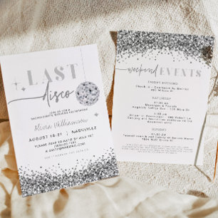 REGINA Silver Last Disco Bachelorette Weekend Invi Invitation