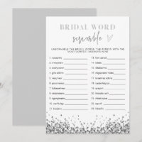 REGINA Silver Sequins Bridal Shower Word Scramble