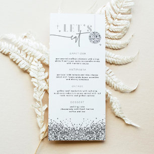 REGINA Silver Sequins Disco Let's Eat Menu Card