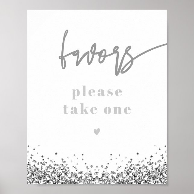 REGINA Silver Sequins Disco Wedding Party Favours Poster (Front)