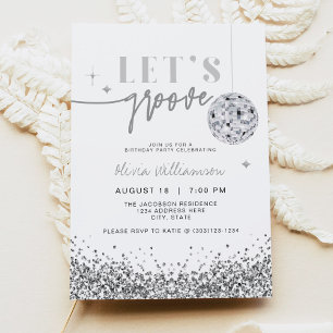 REGINA Silver Sequins Let's Disco Birthday Party Invitation