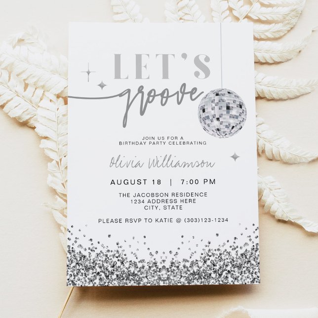 REGINA Silver Sequins Let's Disco Birthday Party Invitation (Creator Uploaded)