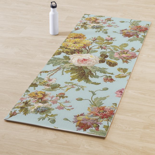 Regina Vintage Rose Flowers Blue Design Yoga Mat (In Situ)