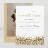 REGINA Yellow Gold Sequins Glitter Save The Date
