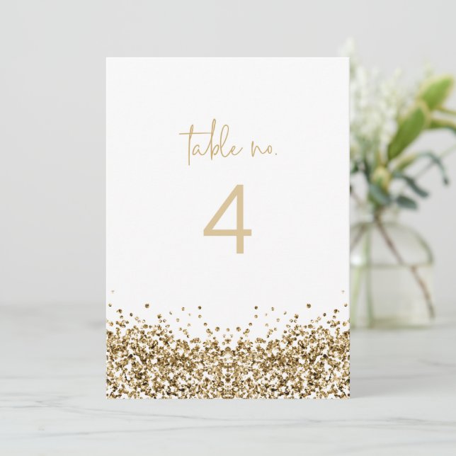 REGINA Yellow Gold Sequins Glitter Table Number (Standing Front)