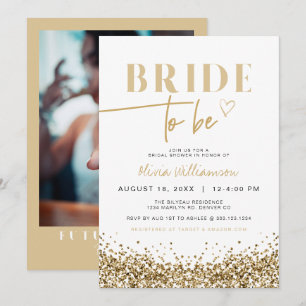 REGINA Yellow Gold Sequins Sparkly Bridal Shower Invitation