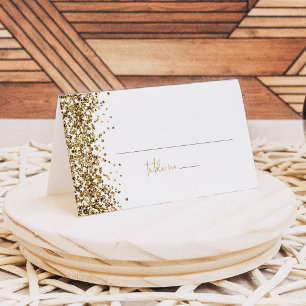 REGINA Yellow Gold Sequins Wedding Guest Name Place Card