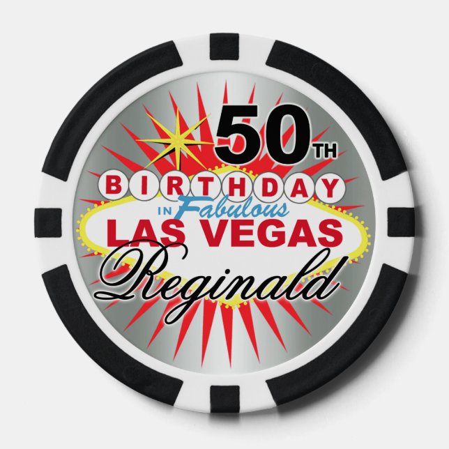 Reginald silver 50th birthday Vegas poker chip (Front)