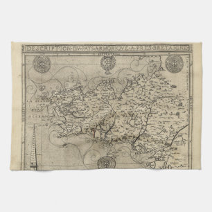 Regional Map Brittany and Armorica France (1594) Tea Towel