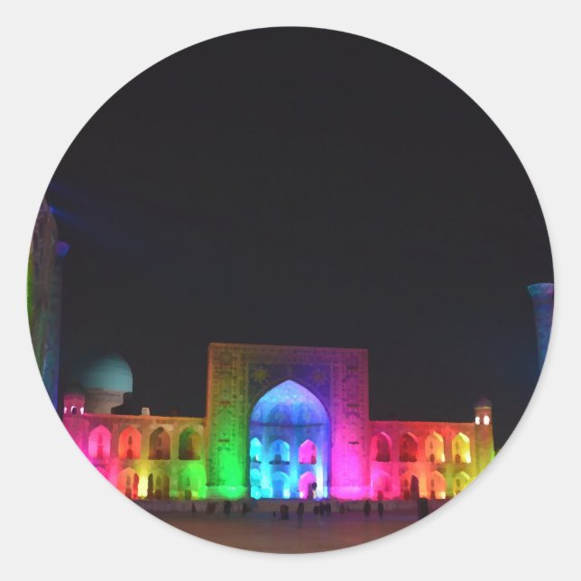 Registan Square Samarkand At Night Sticker (Front)
