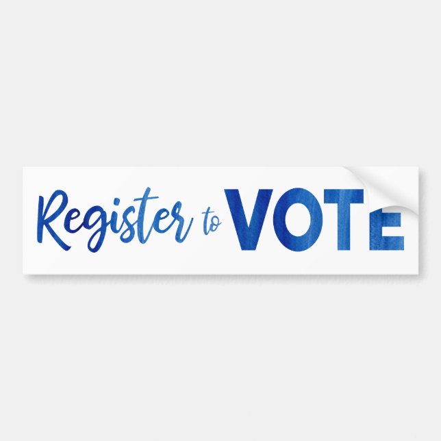 Register to Vote – bold blue watercolor text Bumper Sticker (Front)