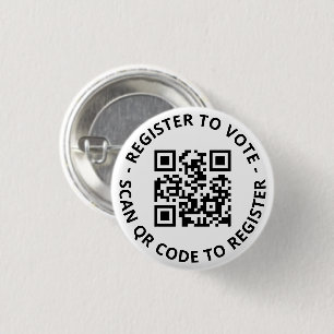 Register to vote custom scannable QR Code white 3 Cm Round Badge