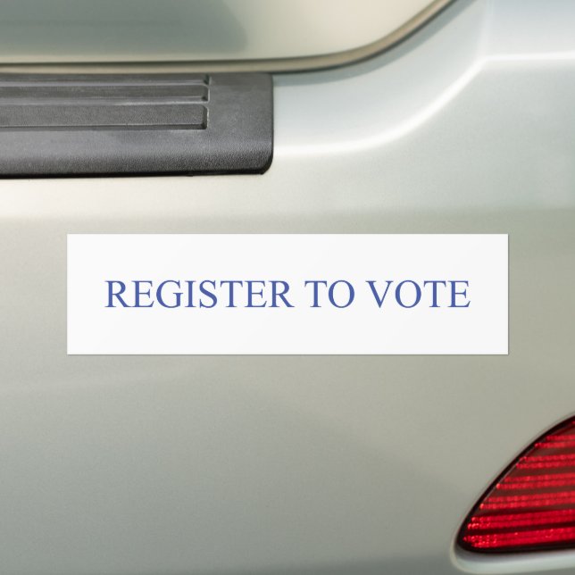 Register to vote elegant simple blue and white bumper sticker (On Car)