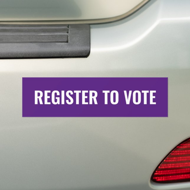 Register to vote minimalist typography purple bumper sticker (On Car)